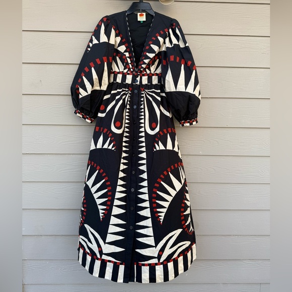 Farm Rio Coconut Grove Puff-Sleeve V-Neck Maxi Dress - Picture 10 of 16